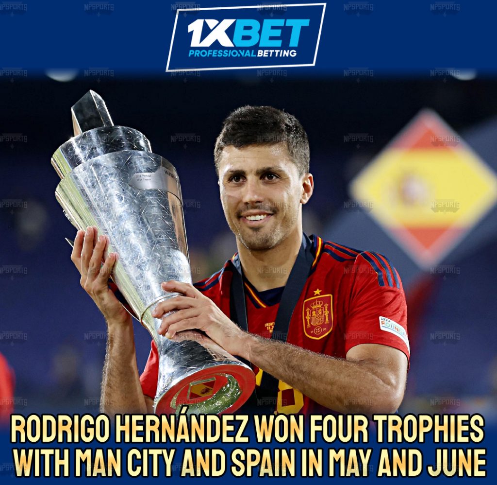 Rodri won 4 trophies in May-June with City and Spain