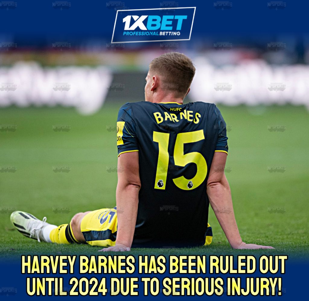 Harvey Barnes sidelined for three months due to an ankle injury