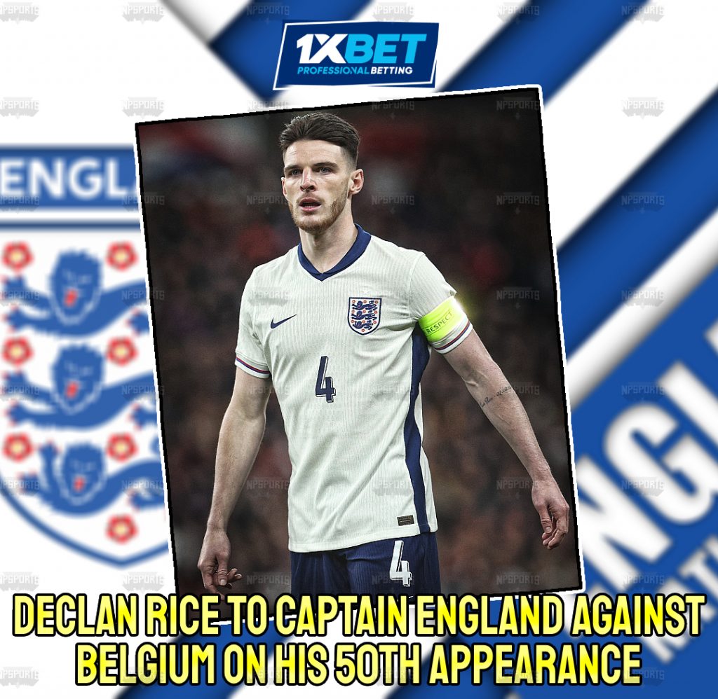 Declan Rice to captain England against Belgium 