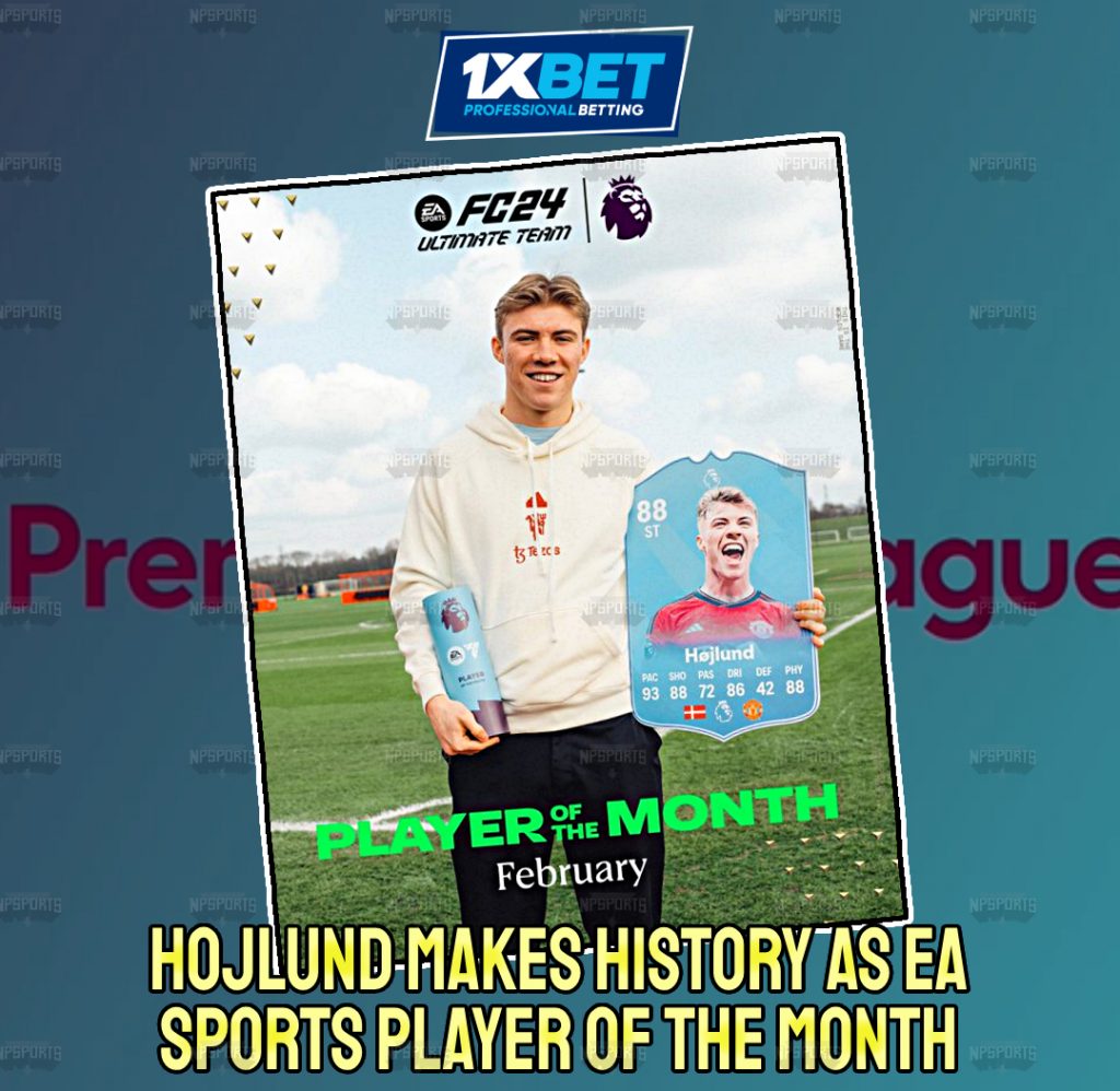 Rasmus Hojlund win the EPL Player of the Month for February