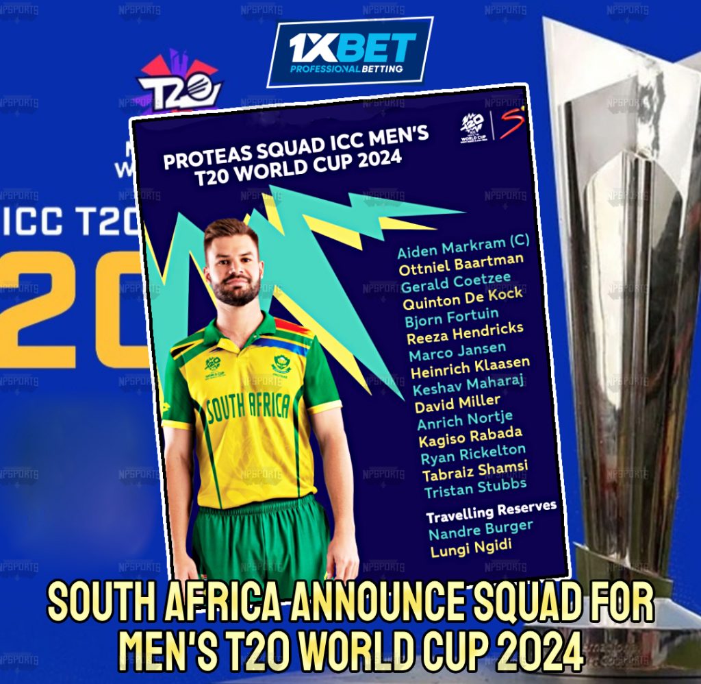South Africa announces the squad for the Men’s T20 World Cup 2024